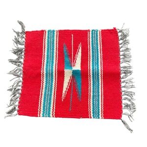 Vintage Wool Miniature Rug Santa Fe  Hand Woven 9"x12"